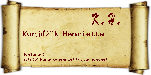 Kurják Henrietta névjegykártya